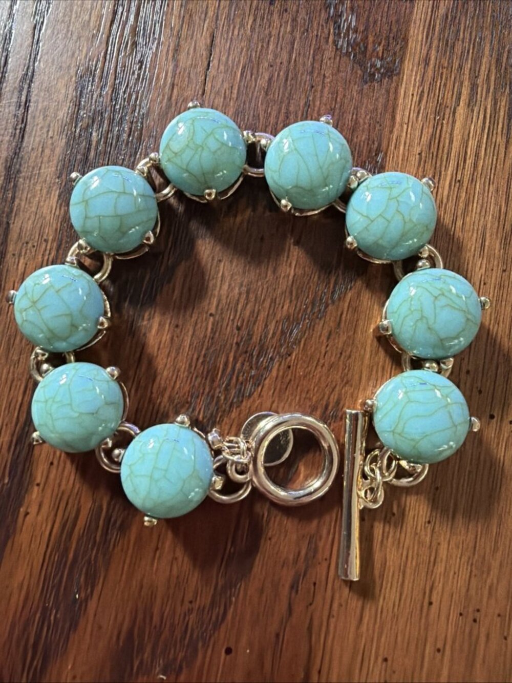 Talbot’s Faux Turquoise Cabochon Goldtone Bracelet